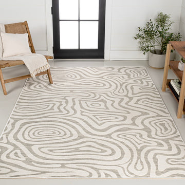 Eryx Modern Bohemian Abstract Organic Reversible Machine-Washable Indoor/Outdoor Area Rug